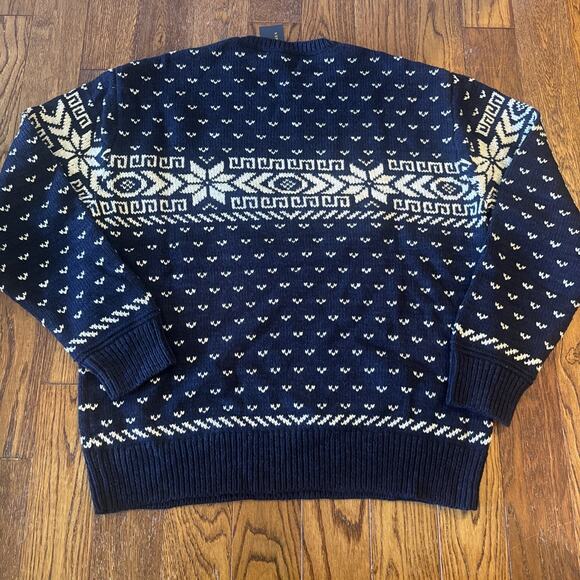 NEW Polo Ralph Lauren Snowflake Cotton Cashmere Sweater Mens Large Christmas Ski - Picture 6 of 7